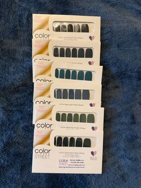 Color Street Nail Polish Strips - Teal, Dark Green & Navy Assortment